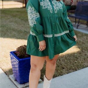 Elegant Green Embroidered Dress